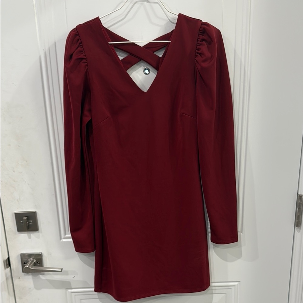 Red Asymmetrical Ribbed Sheath Dress